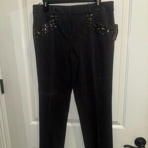 Embellished Charcoal Gray Pants